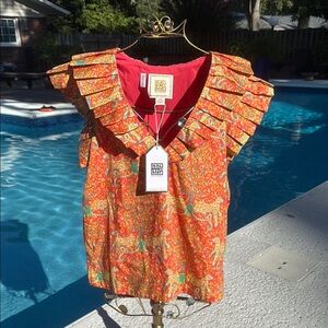 Elegant Red and Orange Women's Blouse